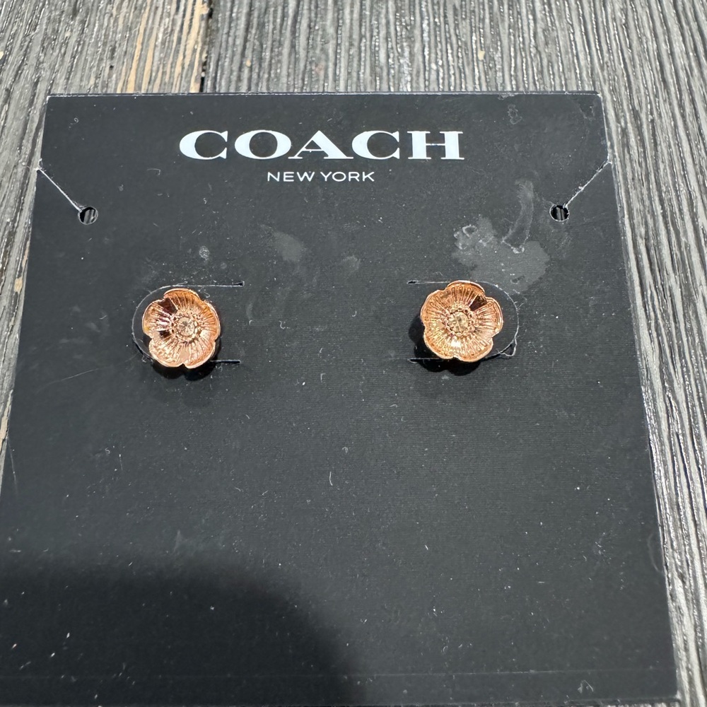 Coach Rose Gold Flower Earrings